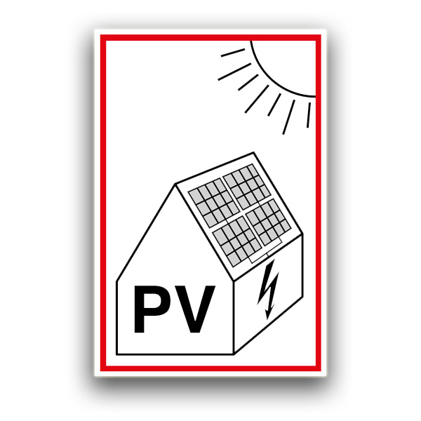 Hinweis auf Photovoltaikanlage - Brandschutzzeichen