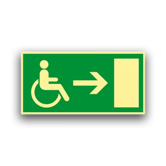 Rettungsweg für Rollstuhlfahrer rechts - Fluchtwegzeichen Nachleuchtend