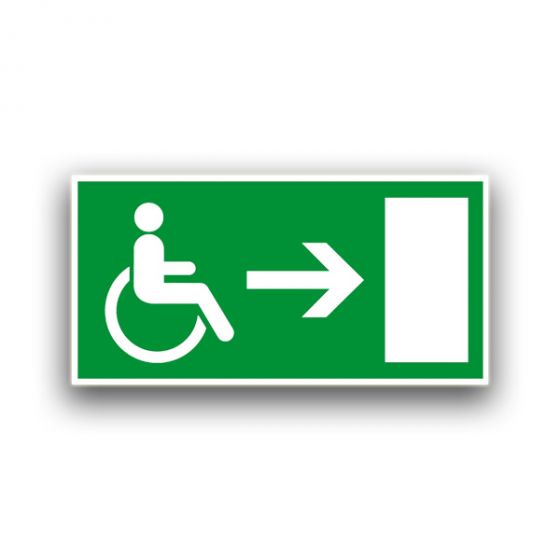Rettungsweg für Rollstuhlfahrer rechts - Fluchtwegzeichen