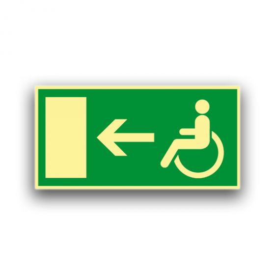 Rettungsweg für Rollstuhlfahrer links - Fluchtwegzeichen Nachleuchtend