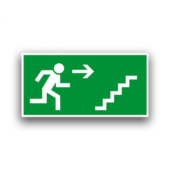 Rettungsweg Treppe aufwärts rechts - Fluchtwegzeichen