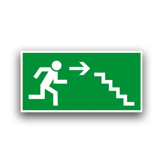 Rettungsweg Treppe abwärts rechts - Fluchtwegzeichen