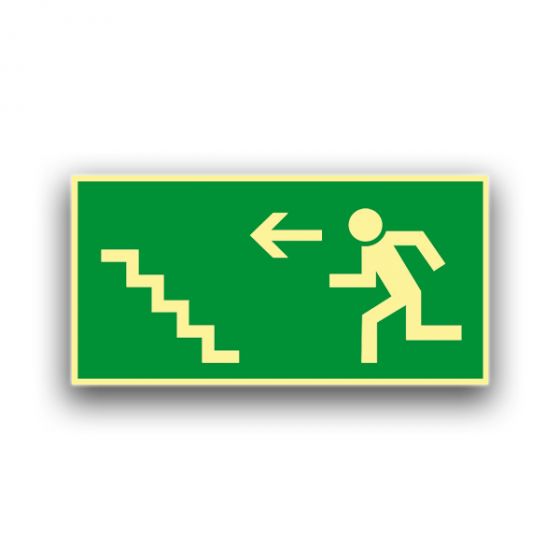 Rettungsweg Treppe aufwärts links - Fluchtwegzeichen Nachleuchtend