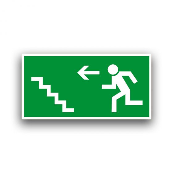 Rettungsweg Treppe aufwärts links - Fluchtwegzeichen