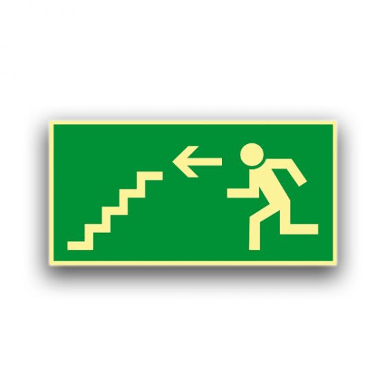 Rettungsweg Treppe abwärts links - Fluchtwegzeichen Nachleuchtend