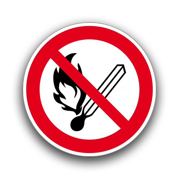 Feuer, offenes Licht und Rauchen verboten - Verbotszeichen