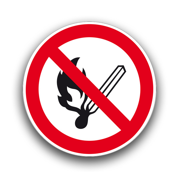 Feuer, offenes Licht und Rauchen verboten III - Verbotszeichen