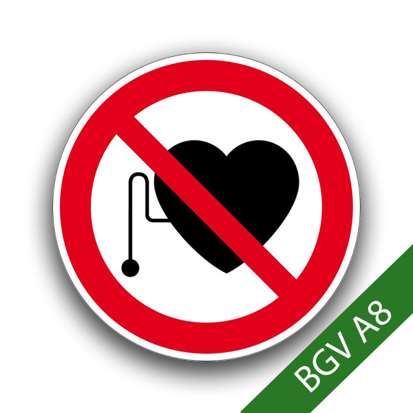 Verbot für Personen mit Herzschrittmacher - Verbotszeichen BGV A8
