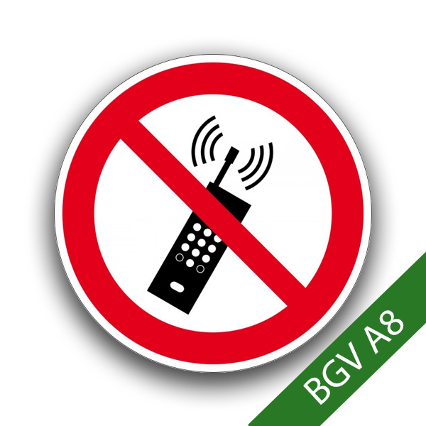 Mobilfunk verboten - Verbotszeichen BGV A8