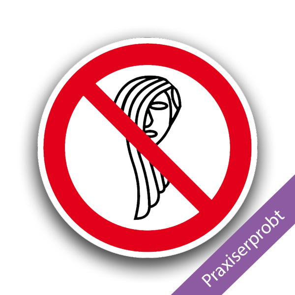 Bedienung mit langen Haaren verboten - Verbotszeichen