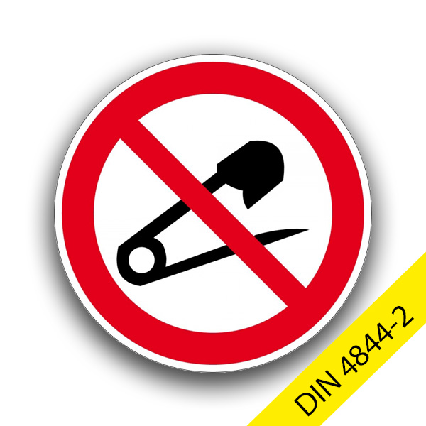 Keine Nadeln einstechen - Verbotszeichen 744 DIN4844-2