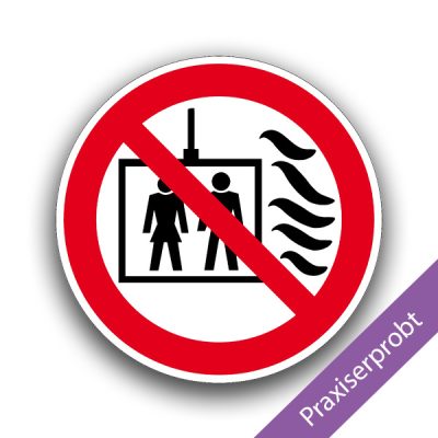 Aufzug im Brandfall nicht benutzen - Verbotszeichen