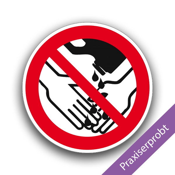 Händewaschen mit Lösungsmitteln verboten - Verbotszeichen