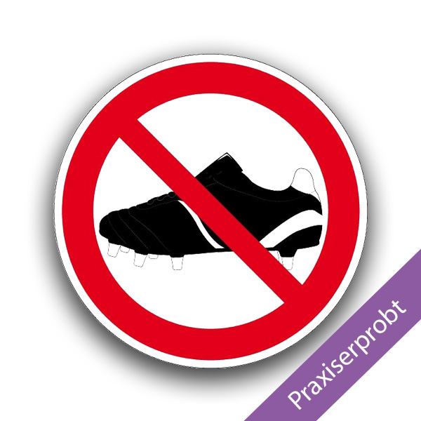 Betreten mit Fußballschuhen verboten - Verbotszeichen