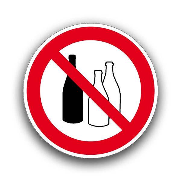 Abfüllen von Gefahrstoffen in Flaschen verboten - Verbotszeichen