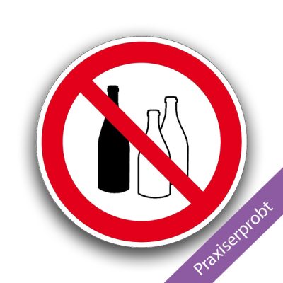 Abfüllen von Gefahrstoffen in Flaschen verboten - Verbotszeichen