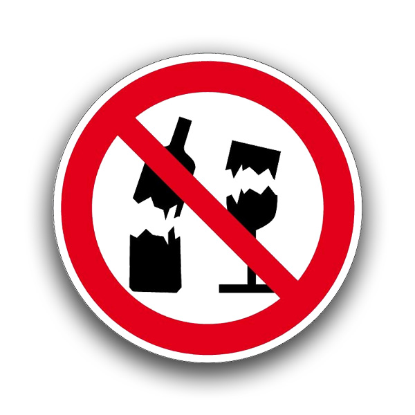 Glasflaschen verboten - Verbotszeichen