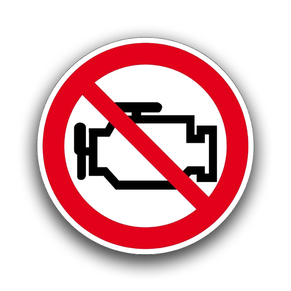 Motor abstellen! Vergiftungsgefahr - Verbotszeichen