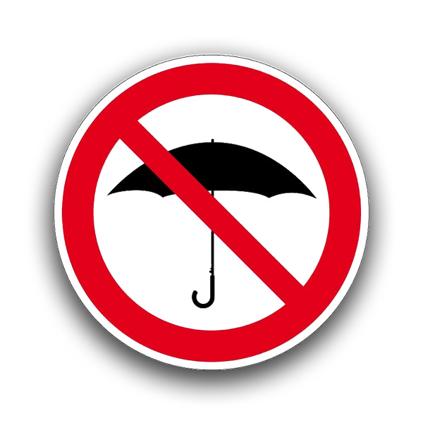 Regenschirme verboten - Verbotszeichen