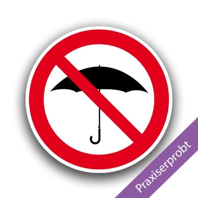 Regenschirme verboten - Verbotszeichen