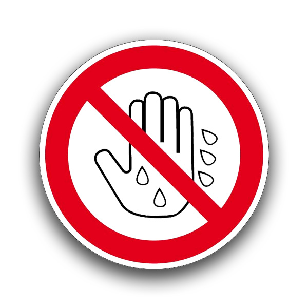 Berühren mit nasser Hand verboten - Verbotszeichen
