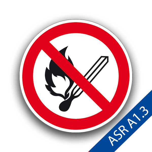 Feuer, offenes Licht und Rauchen verboten II - Verbotszeichen ASR A1.3 P003