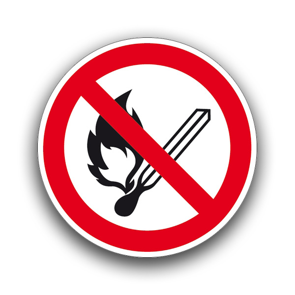 Feuer, offenes Licht und Rauchen verboten II - Verbotszeichen