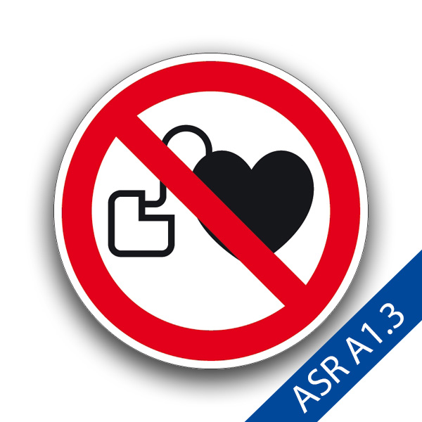Kein Zutritt für Personen mit Herzschrittmachern - Verbotszeichen ASR A1.3 P007