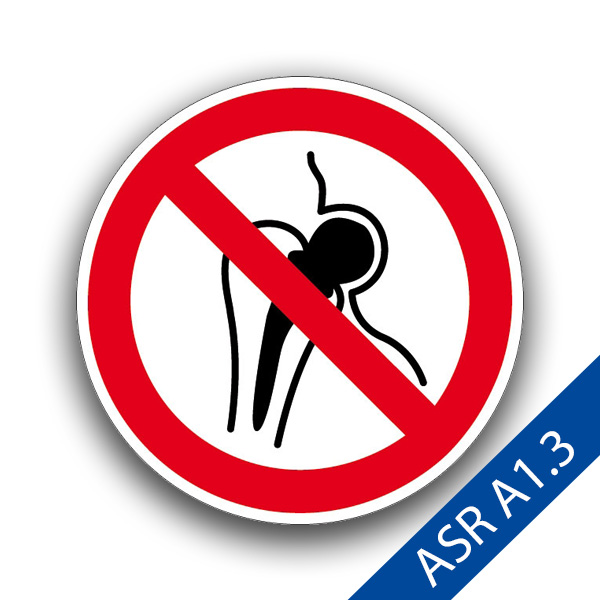 Kein Zutritt für Personen mit Implantaten aus Metall - Verbotzeichen ASR A1.3 P014