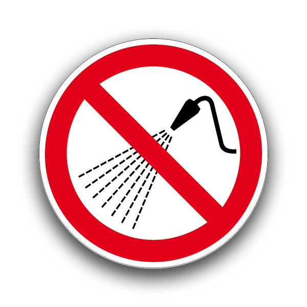 Mit Wasser spritzen verboten II - Verbotszeichen