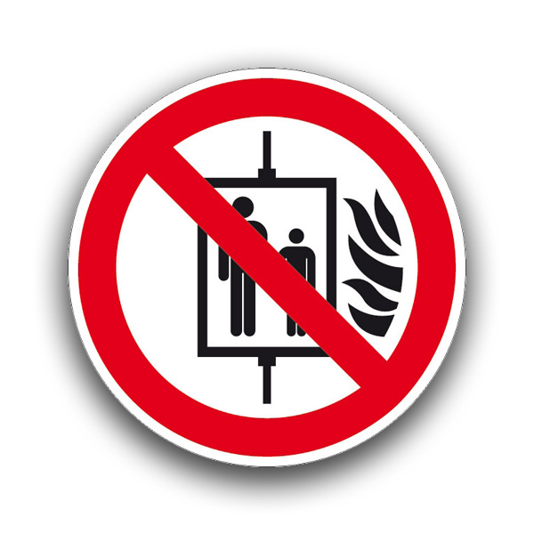 Aufzug im Brandfall nicht benutzen II - Verbotszeichen
