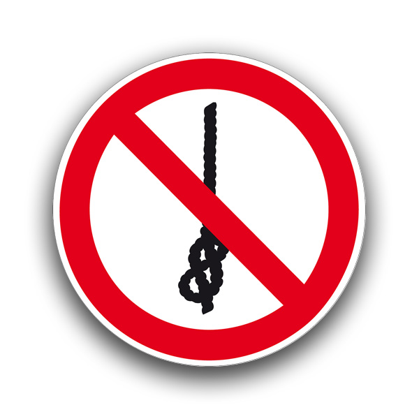 Knoten von Seilen verboten - Verbotszeichen