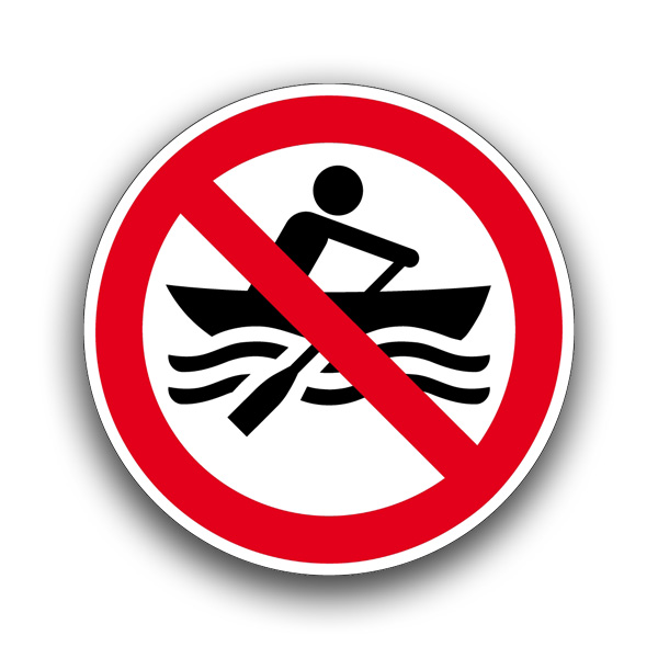Muskelbetriebene Boote verboten - Verbotszeichen