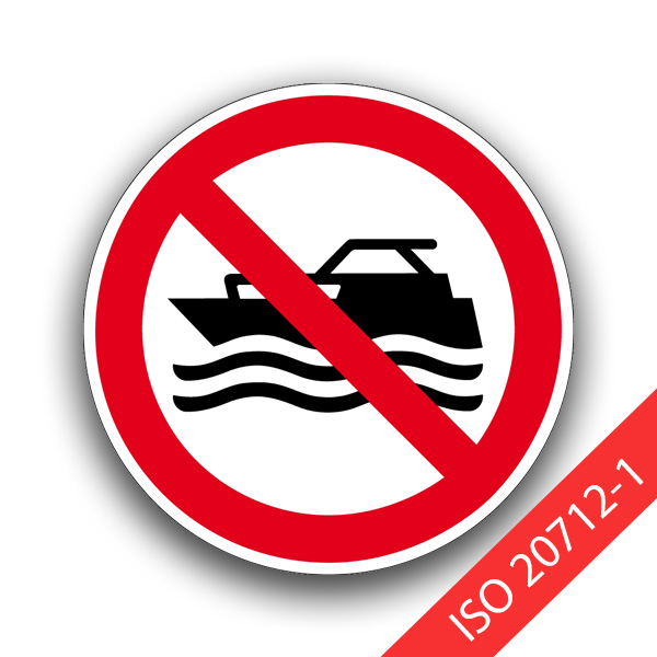 Maschinenbetriebene Boote verboten - Verbotszeichen WSP009-ISO 20712-1