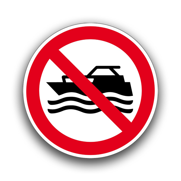 Maschinenbetriebene Boote verboten - Verbotszeichen