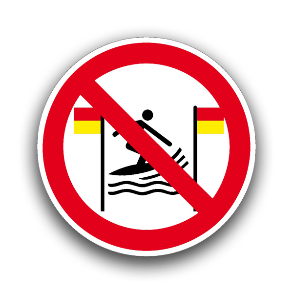 Surfen zwischen den rot-gelben Flaggen verboten - Verbotszeichen
