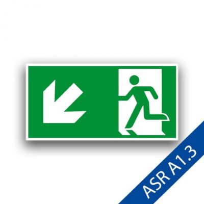 Rettungsweg links abwärts III - Fluchtwegzeichen ASR A1.3