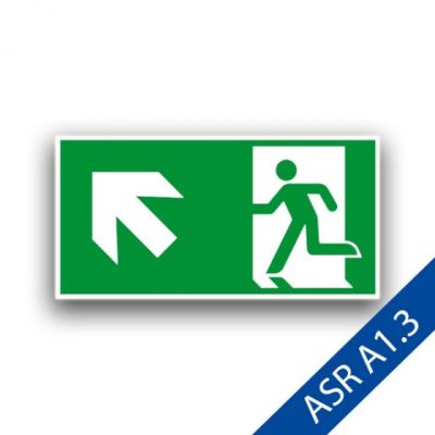 Rettungsweg links aufwärts III - Fluchtwegzeichen ASR A1.3