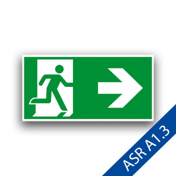 Rettungsweg rechts III - Fluchtwegzeichen ASR A1.3