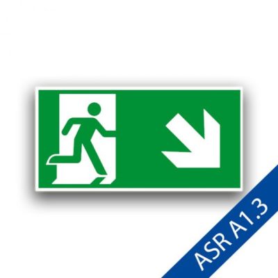 Rettungsweg rechts abwärts III - Fluchtwegzeichen ASR A1.3