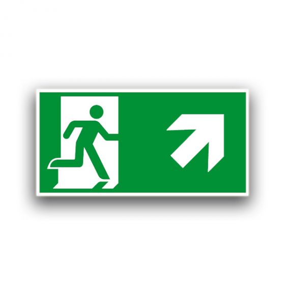 Rettungsweg rechts aufwärts III - Fluchtwegzeichen